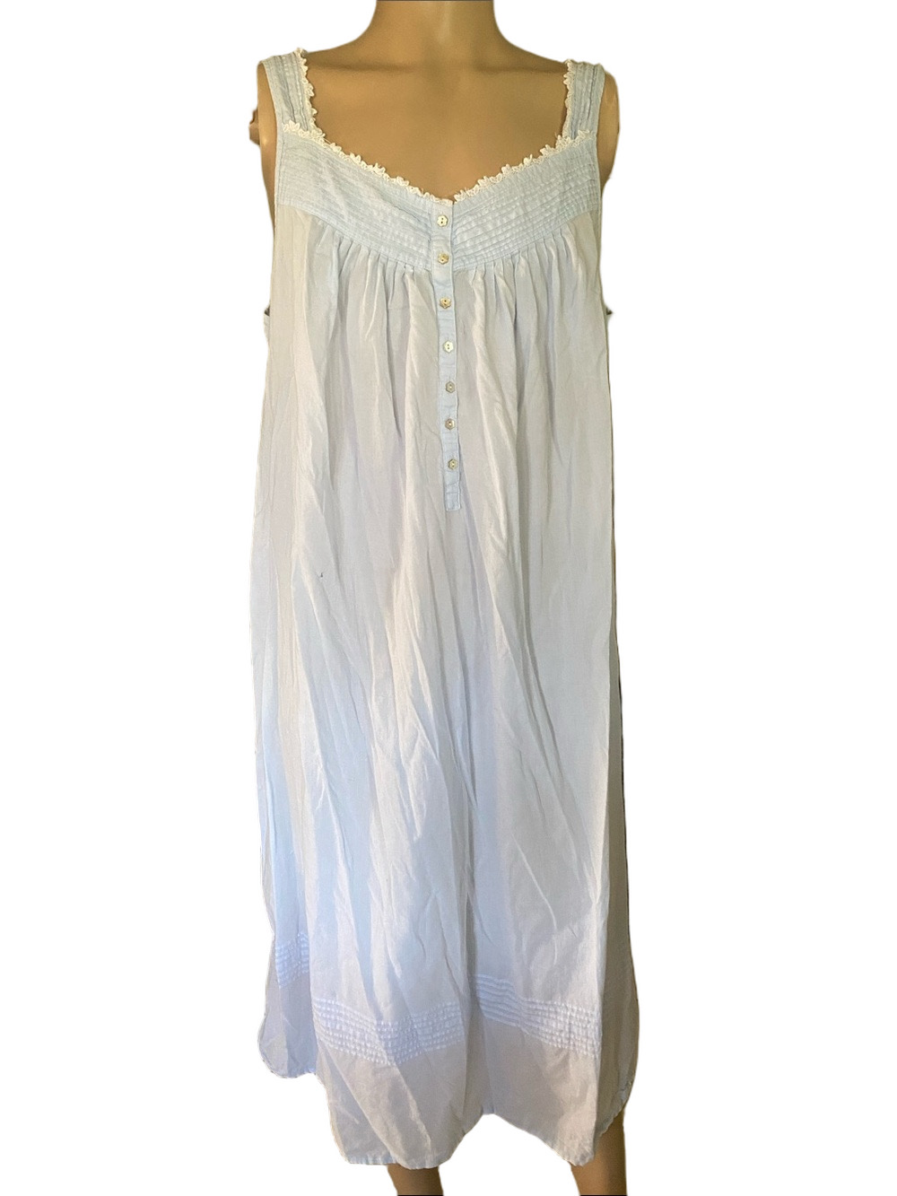 Eileen west blue  Cotton Sleeveless Nightdress with Pintuck Yoke